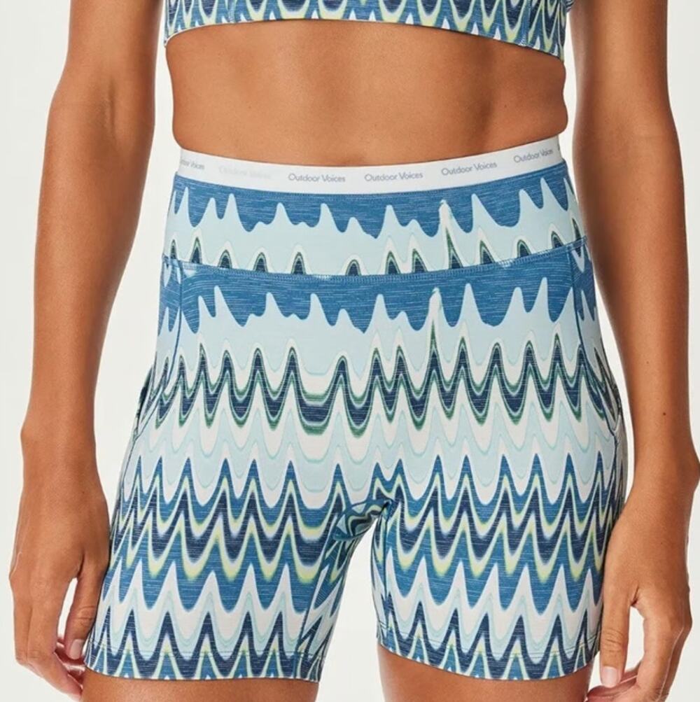 OUTDOOR VOICES Womens 5" Thrive Bike Shorts XXS Blue Polar Helios TechSweat NWT